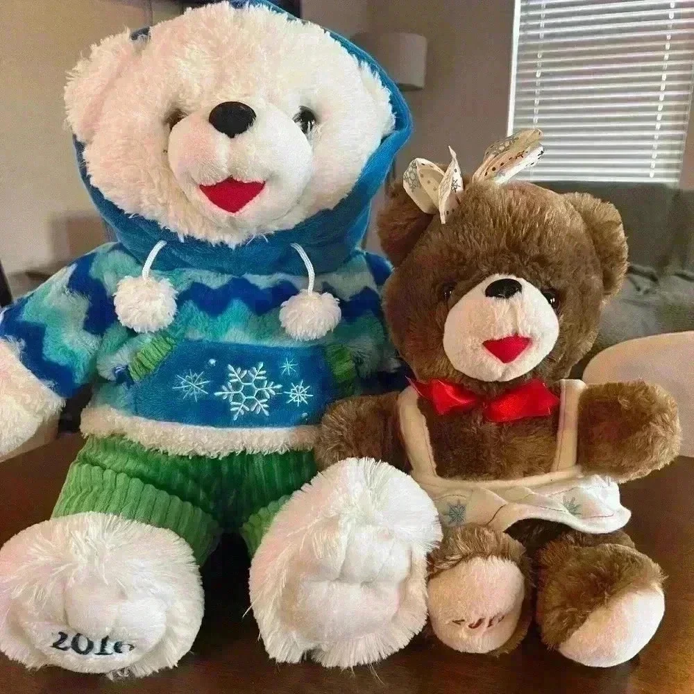 Lot Of 2. 2016 DanDee Christmas Snowflake Teddy Bear Plush Stuffed Animal Toy